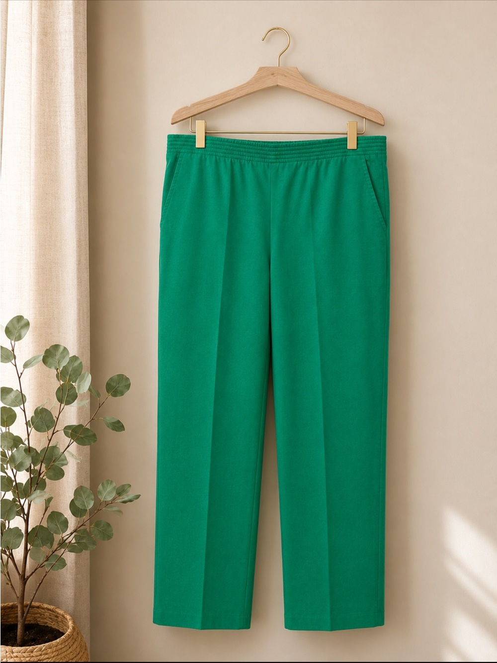 Vintage Cape Cod Match Mates Green Pull-On Linen Blend Pants Women’s Size 10 USA